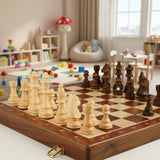 STRATEGIQON – Premium Schaakset van Hout met Klassiek, Opvouwbaar Notenhouten Bord