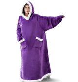 WarmWrap Hoodie Deken - Pluche Flanel Pullover in Overmaat met Zak