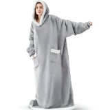 WarmWrap Hoodie Deken - Pluche Flanel Pullover in Overmaat met Zak