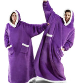 WarmWrap Hoodie Deken - Pluche Flanel Pullover in Overmaat met Zak