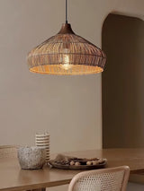 Handgeweven Rieten Hanglamp – Rustieke Plafondlamp met Verstelbare Hoogte