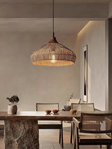 Handgeweven Rieten Hanglamp – Rustieke Plafondlamp met Verstelbare Hoogte