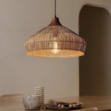 Handgeweven Rieten Hanglamp – Rustieke Plafondlamp met Verstelbare Hoogte