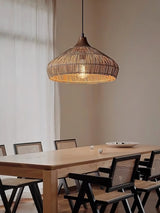 Handgeweven Rieten Hanglamp – Rustieke Plafondlamp met Verstelbare Hoogte