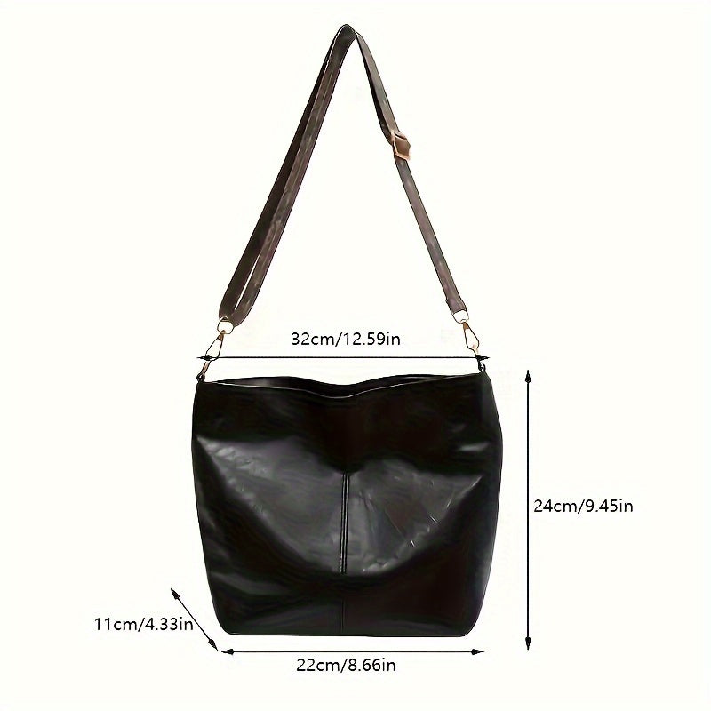 Brede Geometrische Tas – Grote Capaciteit Crossbody met Retro Vibe