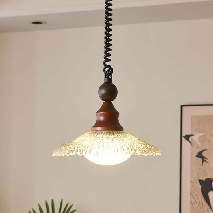 Hanglamp met houten accenten