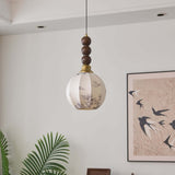 Hanglamp met Glas - Hout & Metaal