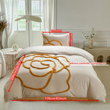 Tufted Beddengoed Set – Bedsprei en Kussenhoezen met Grote Bloemdesign