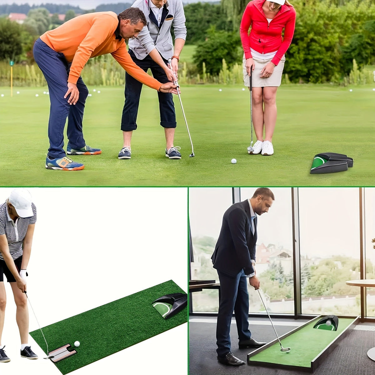 Putting Practice Mat met Automatisch Retour | Golf Puttingmat | Duurzaam ABS, Verbeter je Putt Skills