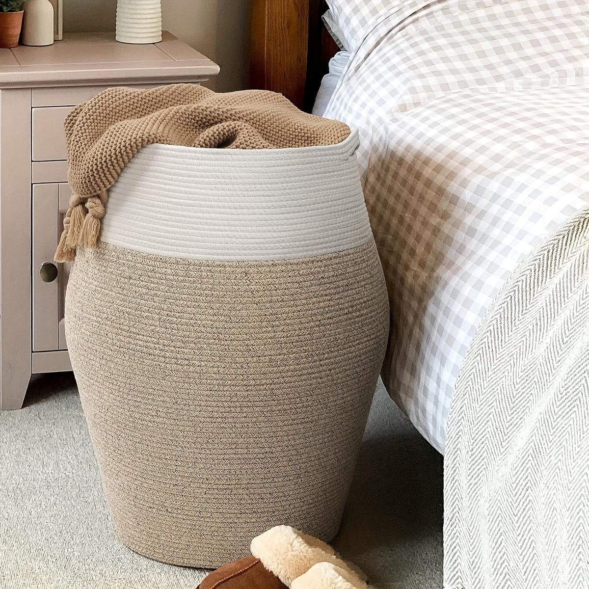 Grote Geweven Wicker Wasmand – Praktisch en Elegant voor Elke Wasruimte