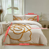 Tufted Beddengoed Set – Bedsprei en Kussenhoezen met Grote Bloemdesign