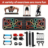 Push-up plank set met handvatten, weerstandsbanden en accessoires – ideaal voor borst en buik