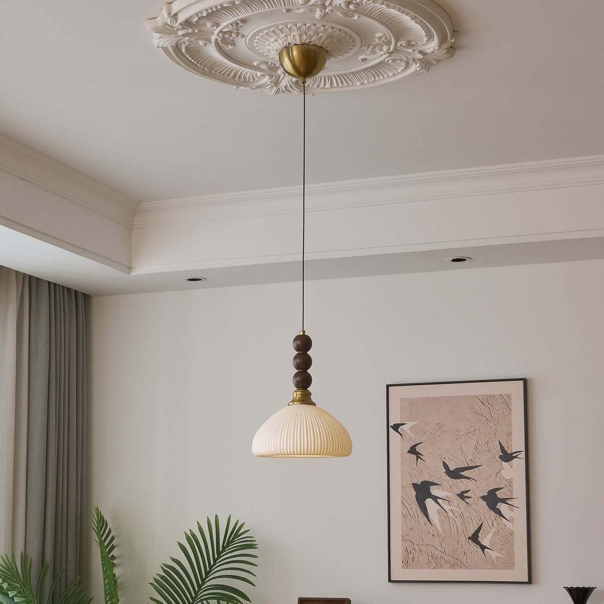 Hanglamp met Glas - Hout & Metaal