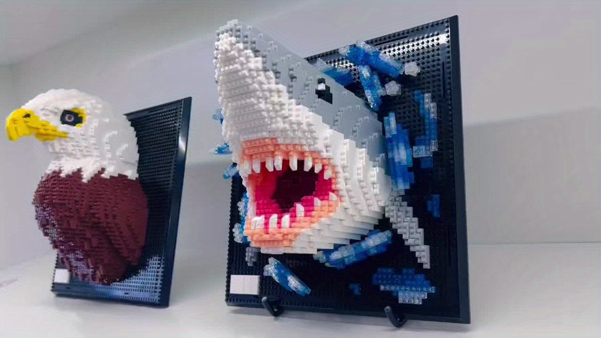 Creatieve 3D Muurkunst Bouwstenen – Haai en Arend Collectie