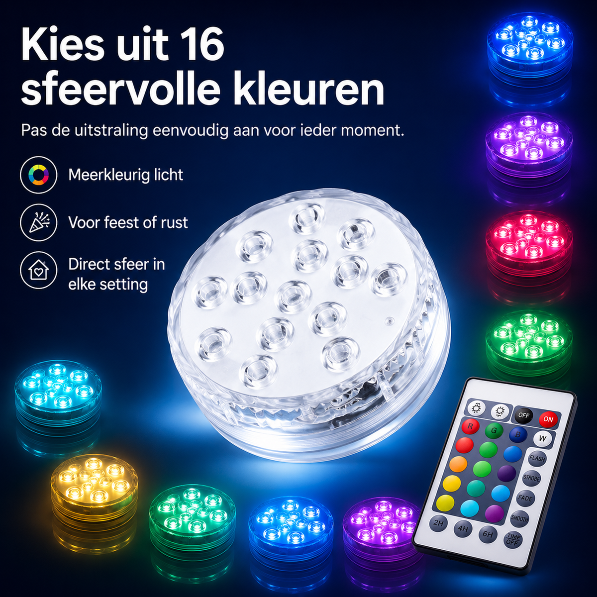 Waterdichte LED Onderwaterlamp met Afstandsbediening - GlowRipple