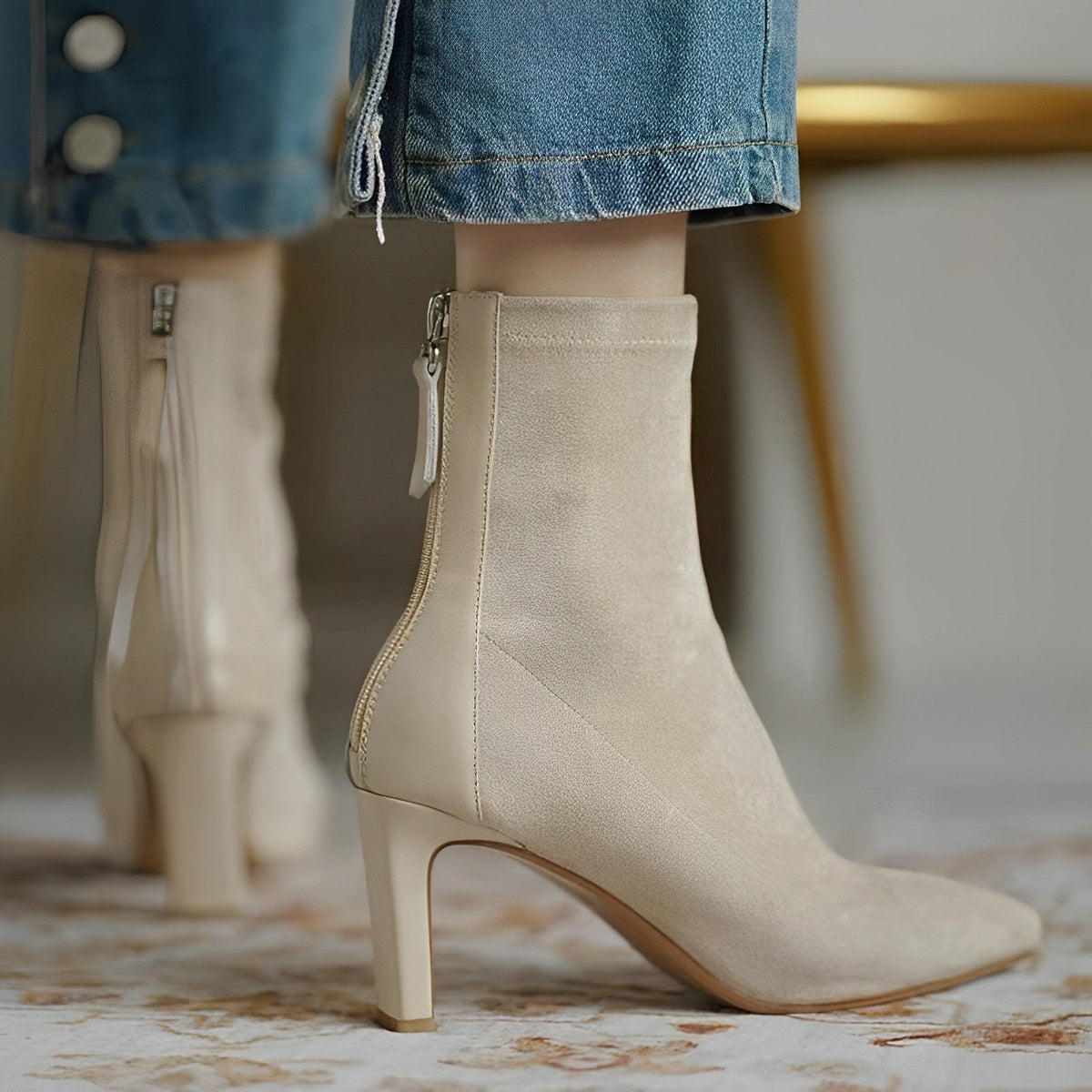 SEREEN | Dames Enkellaarsjes met Slanke Hak en Luxe Look