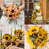Set van 11 Levendige Zonnebloemen – Perfect voor Herfst, Bruiloften en Tuindecoratie