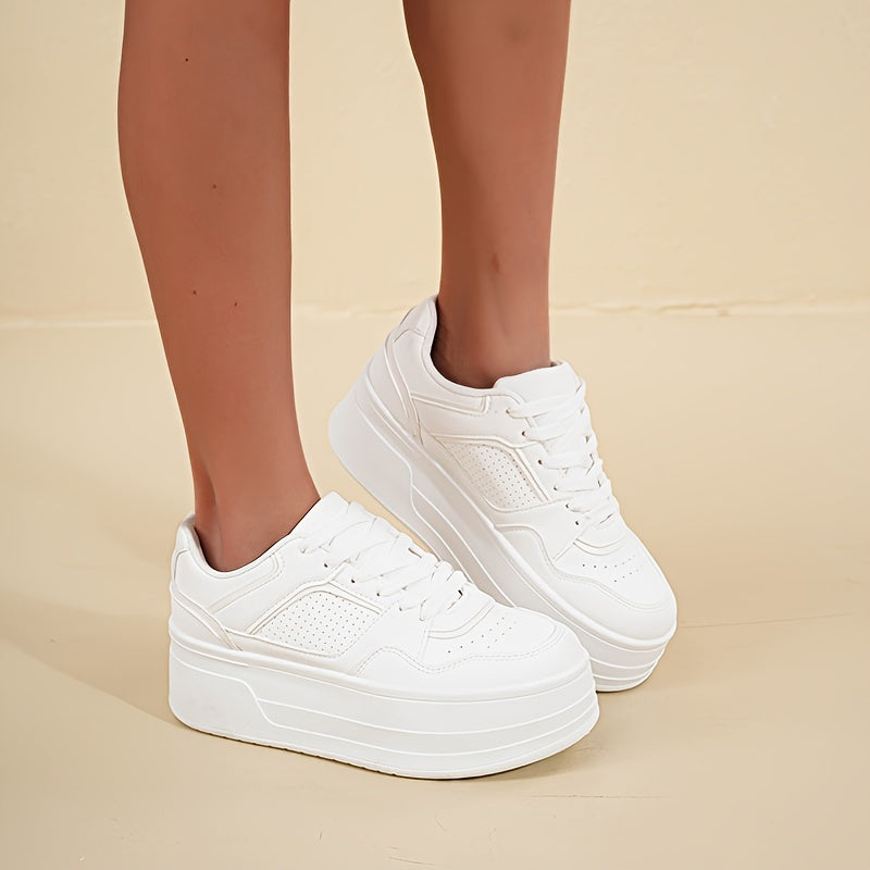 Sienna - Trendy Witte Plateau Sneakers