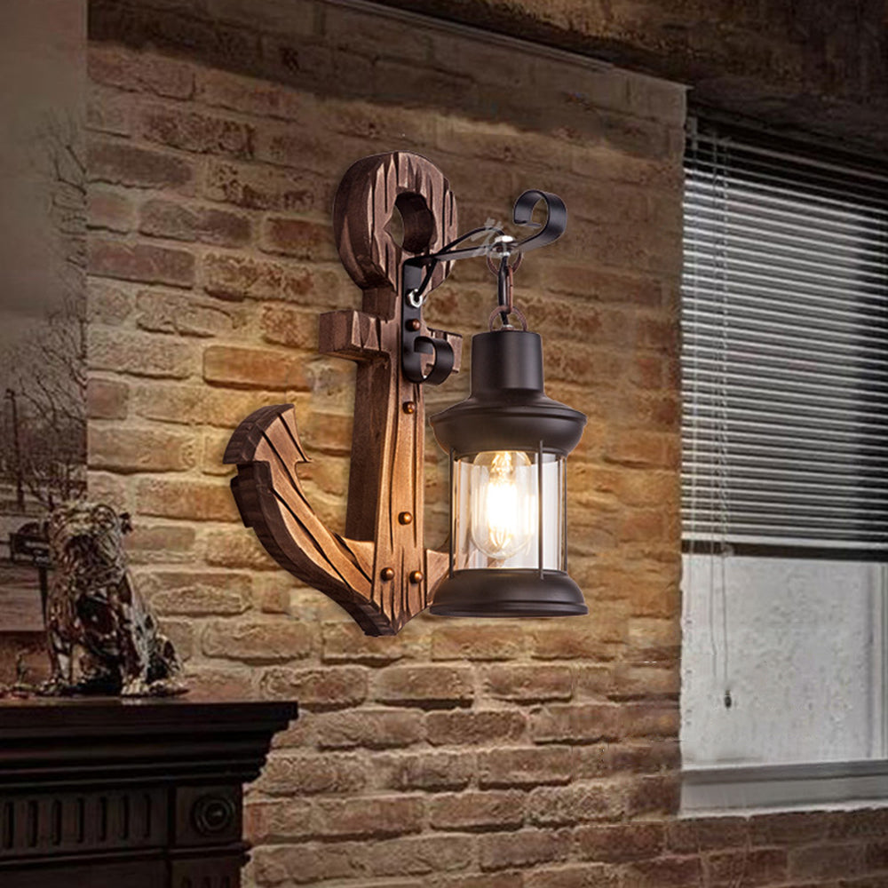 Houten Anker LED-Wandlamp – Nautica