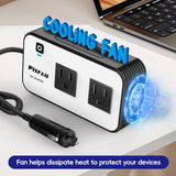 200W Auto-omvormer – DC 12V naar 220V AC met USB-C & Snelladen functie