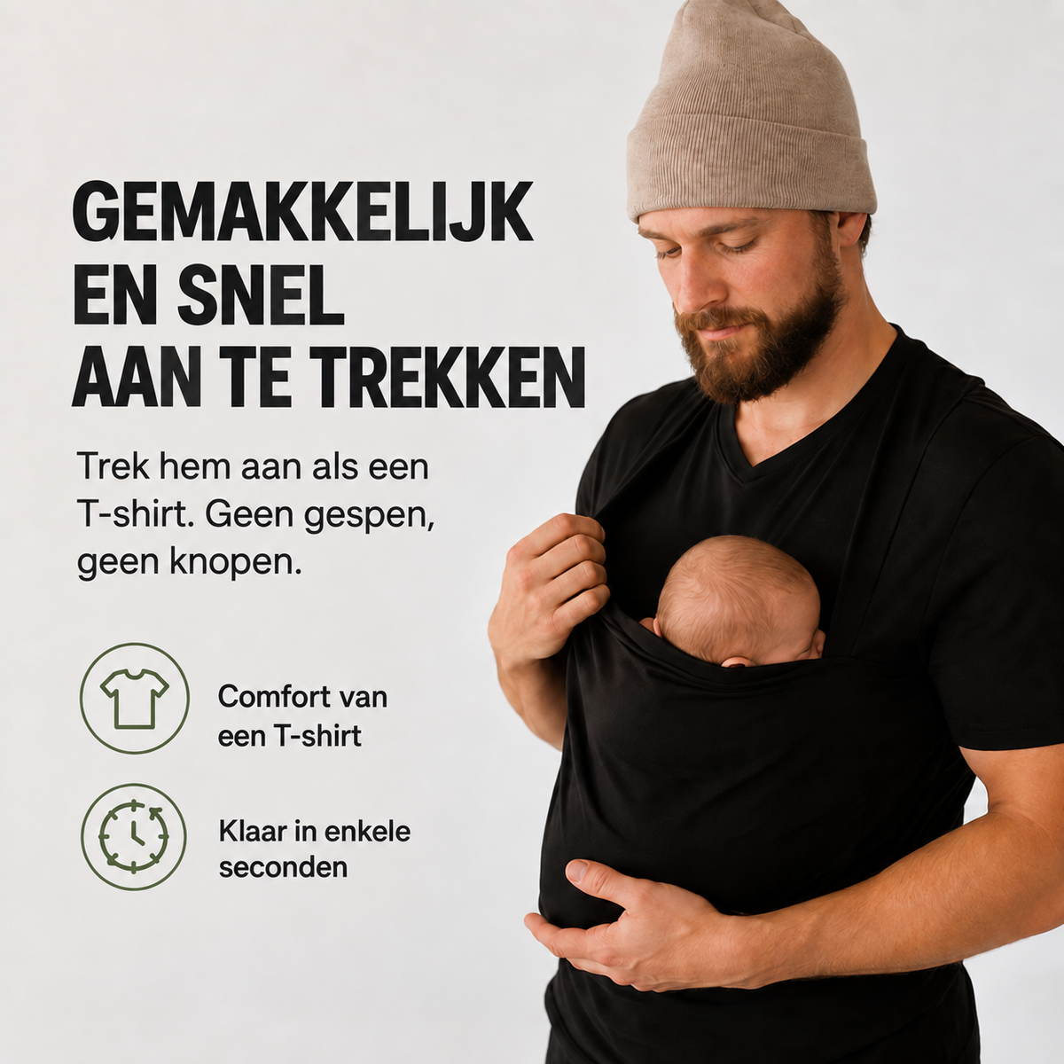 CarryMe Draag T-shirt voor Baby – Comfortabel T-shirt met Borstvoedingsfunctie