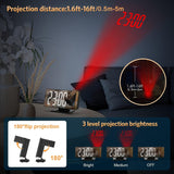LED Projectie Wekker met 180° Verstelbare Projectie – Duidelijk Display en Snoozefunctie voor Slaapkamer of Kantoor
