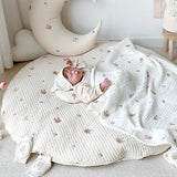 Gevoerde Baby-Krabbelmat van Katoen met Diermotief Borduursel – 80 cm