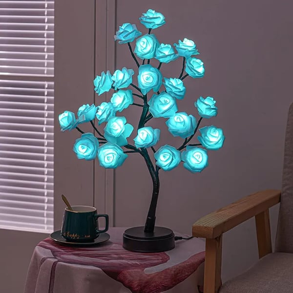Lamp Rozenboom - Elegante LED Tafellamp | Tafellamp met Rozenbloesem | Verstelbare LED | Dimbare Sfeerverlichting | Kunststof | IP66 | Uniek Design | Romantische Tafellamp | Decoratieve Verlichting | Moderne Elegantie