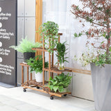 Robuuste 6-laags Houten Plantenstandaard – Gecarboniseerde Behandeling