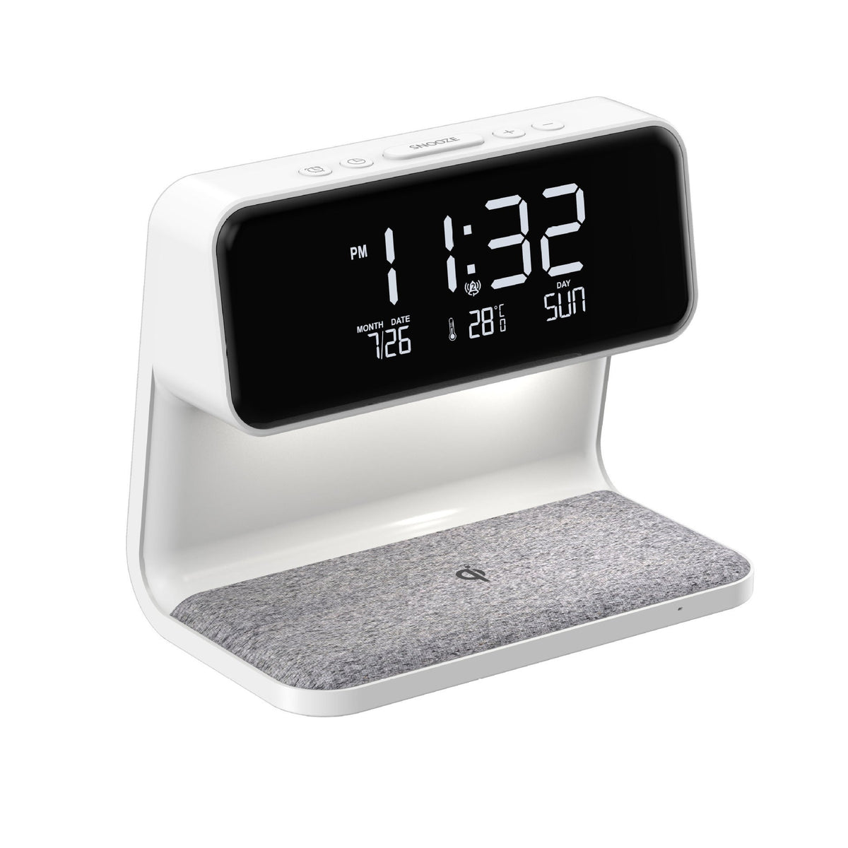 3-in-1 Bedlamp met Draadloze Oplader – LCD Alarmklok & Touch Dimbare LED Tafellamp