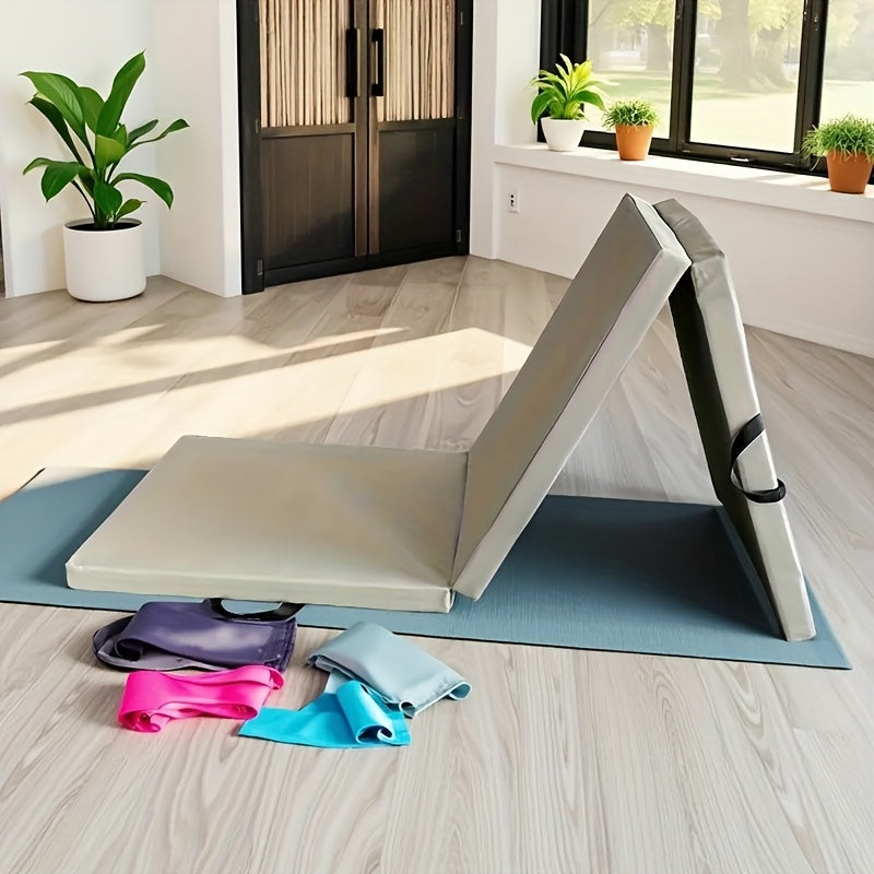 Draagbare drieluik yogamat met dikke vulling, antislip PU oppervlak en handvat