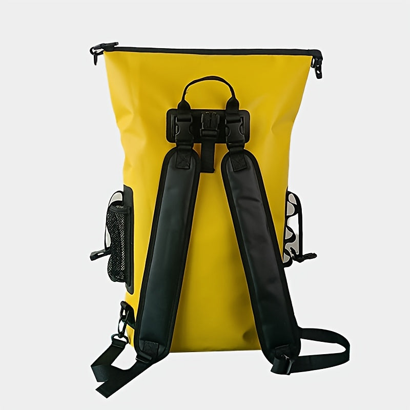 Waterdichte 25L roll-top rugzak met meerdere vakken, stevige gespafdichting en mesh zijvak