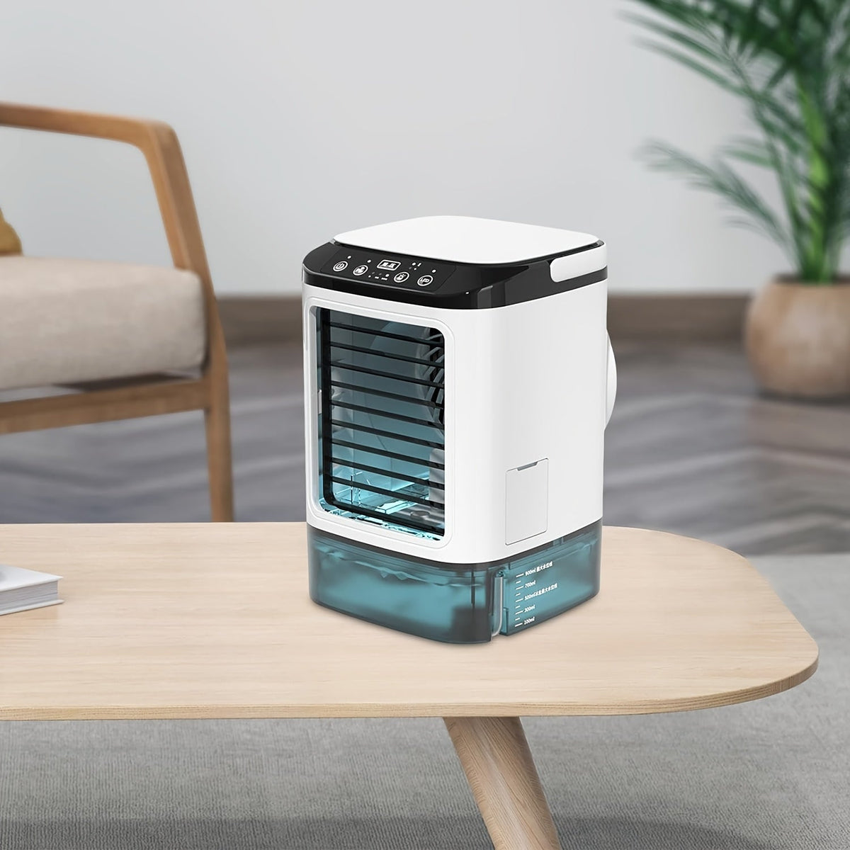 Draagbare desktop-luchtkoeler met verdampingsprincipe – USB-voeding met een groot waterreservoir
