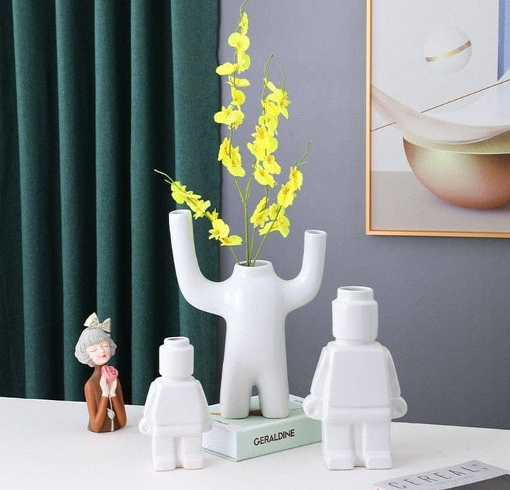Robotbloempotten van keramiek - BrickBotanica