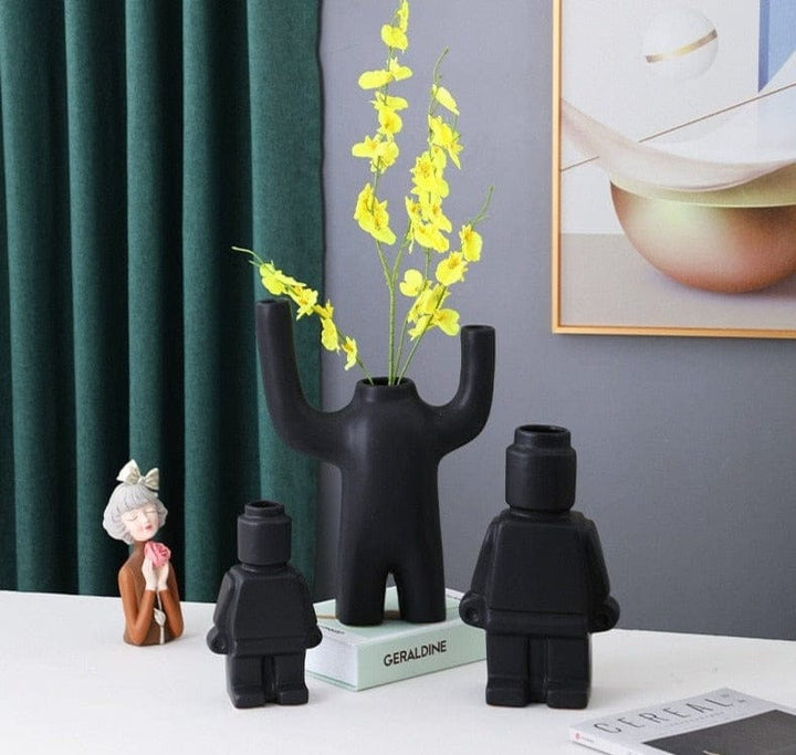 Robotbloempotten van keramiek - BrickBotanica