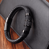 Armband in geweven leerstijl
