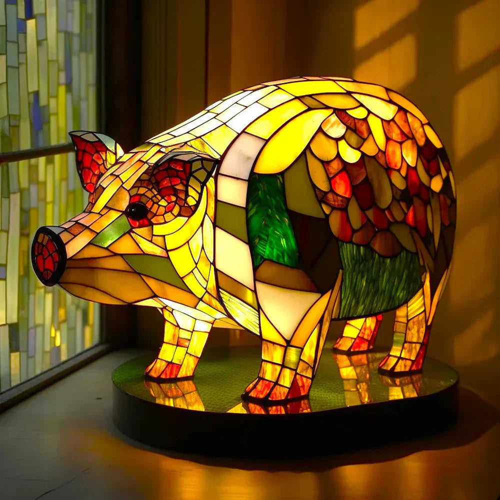 Artistieke plafondlamp met dierenmotief van glas