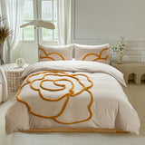 Tufted Beddengoed Set – Bedsprei en Kussenhoezen met Grote Bloemdesign