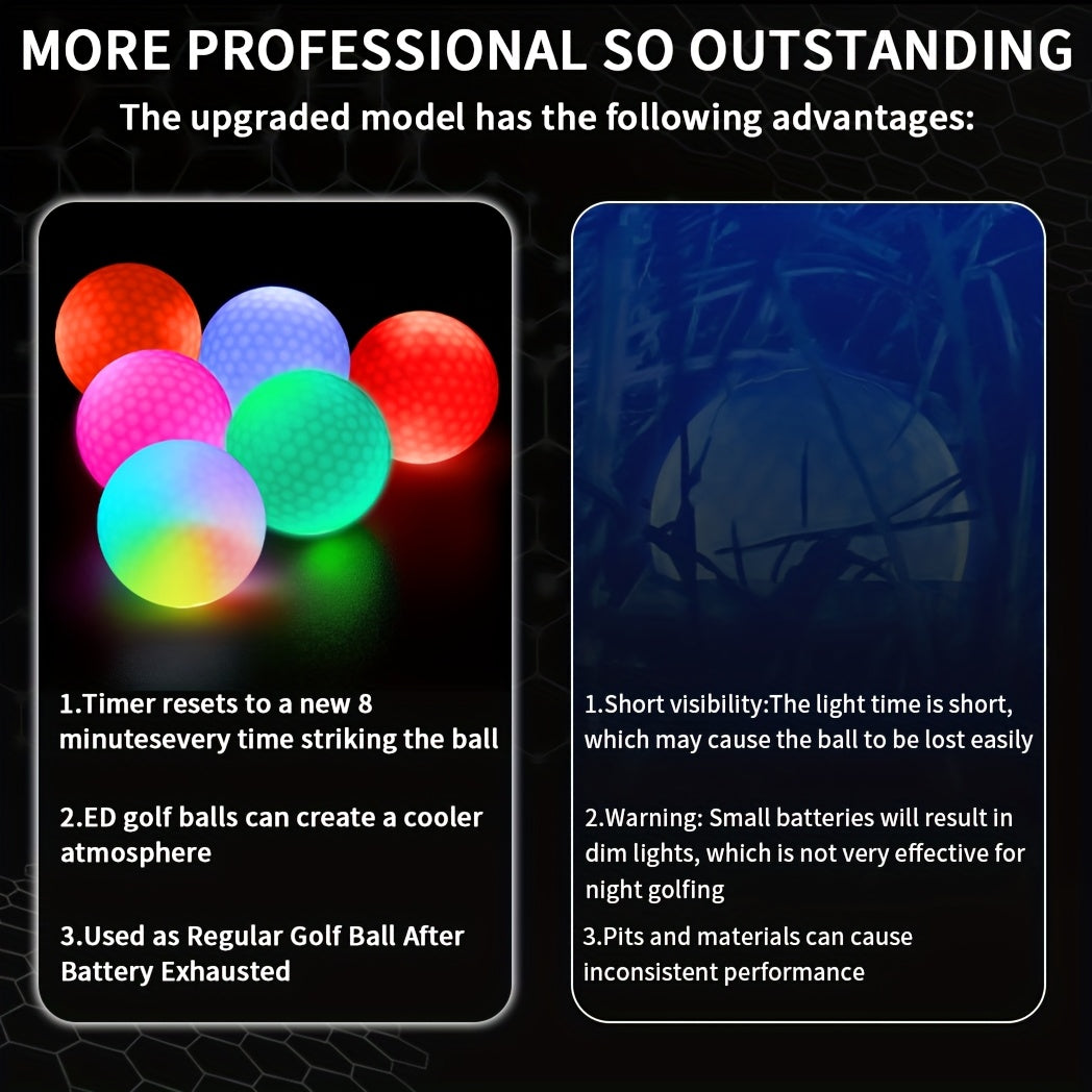 Caiton – 6-Pack LED Golfballen met Sensor | Verlichte Golfballen | Voor Nachtgolf, Feestdagen & Cadeau-ideeën