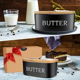 Luxueuze grote boterdoos met deksel – Keramische tafelcontainer met mes, hoogwaardige silikondichting en gemakkelijk te reinigen ontwerp – Perfect cadeau voor de keuken voor boterliefhebbers
