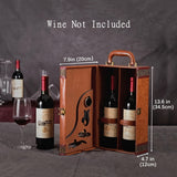 Classic 2-Flessen Wijndrager met Accessoires – Draagbare Cadeaubox