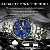 Waterdichte luxe herenarmbandhorloge van topmerk met lichtfunctie