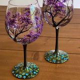 Sandsberg | Wijnglas Four Seasons Tree - handgeschilderde Kunst