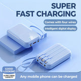 Ultieme Draagbare Powerbank 10000mAh - Snel Opladen met Ingebouwde Kabels
