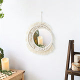 Boho Chic Muurspiegel – Ronde Spiegel met Macramé Franjes voor Stijlvolle Woonruimte