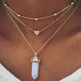 Natuurlijke Kristal-Hexagon Edelsteenketting – Aurora