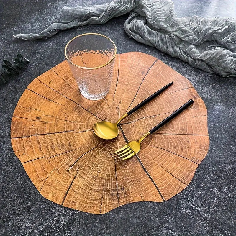 Sandsberg 4-delige set boomring-tafelsets | Natuurlijke houtlook | Hittebestendig & Antislip