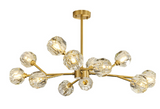 Moderne IJsglas Kubus Kroonluchter – Elegante Lineaire Messing Statement Verlichting
