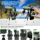 Compact 600x Ultra-Zoom Monoculair | HD Meervoudig Gecoat Optisch Glas | HyperClarity Lens Technologie | Weerbestendig & Schokbestendig Chassis | Geïntegreerde Smartphone Adapter | Lichtgewicht < 200g Langeafstandscamera