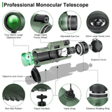 Compact 600x Ultra-Zoom Monoculair | HD Meervoudig Gecoat Optisch Glas | HyperClarity Lens Technologie | Weerbestendig & Schokbestendig Chassis | Geïntegreerde Smartphone Adapter | Lichtgewicht < 200g Langeafstandscamera